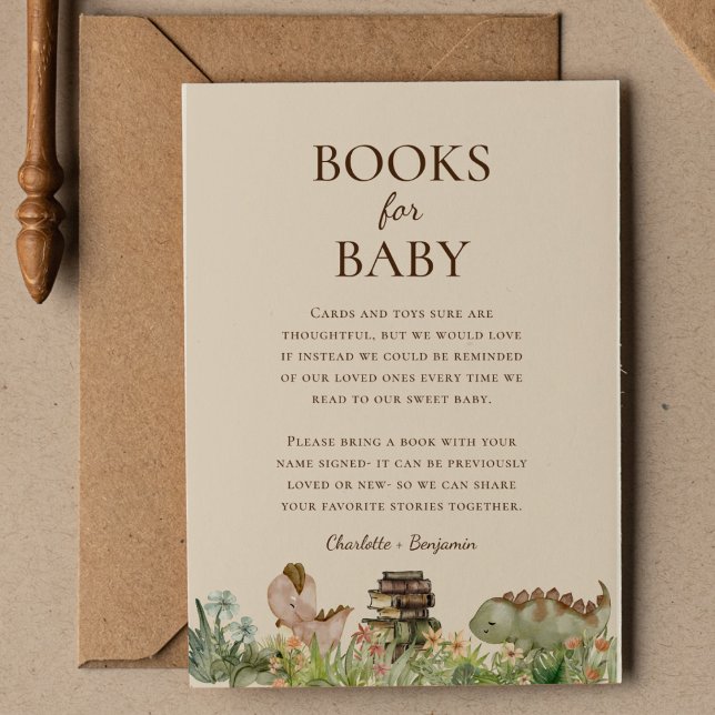 Carte D'accompagnement Livres pour bébé Boho Dinosaure Beige pour la Baby (Créateur téléchargé)