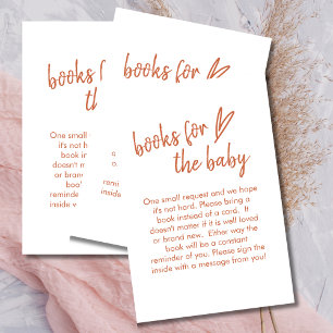 Carte D'accompagnement Livres Pour Bébé Boho Minimaliste Coeur Terracotta