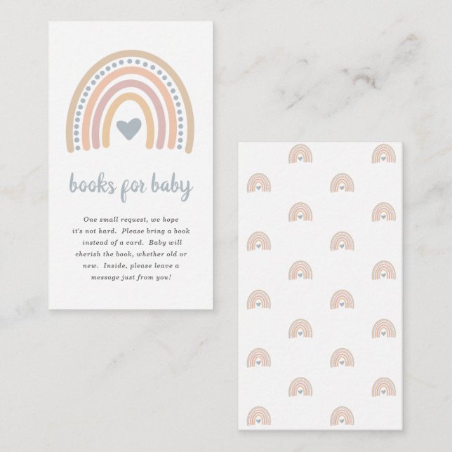 Carte D'accompagnement Livres pour bébé Boho Rainbow Cute Boy Baby shower (Devant / Derrière)