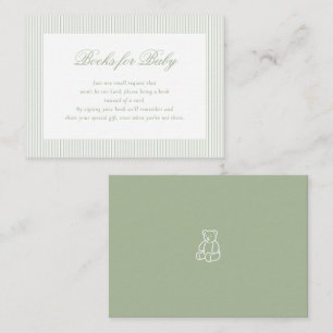 Carte D'accompagnement Livres pour bébé Cadeaux de baby shower vert sauge