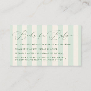 Carte D'accompagnement Livres pour bébé de Baby Shower avec rayures verte