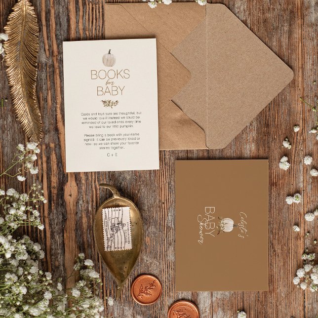 Carte D'accompagnement Livres pour bébé de Baby Shower Blanc Bohème Citro (Créateur téléchargé)