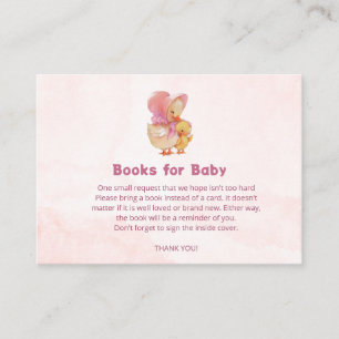 Carte D'accompagnement Livres pour bébé de petite fille canard rose aquar