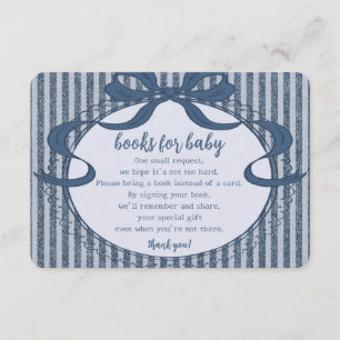 Carte D'accompagnement Livres pour bébé en jean bleu à noeud papillon Coq