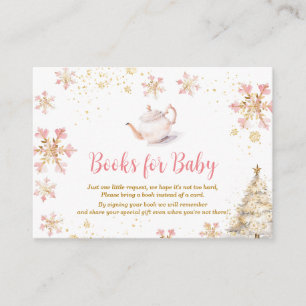 Carte D'accompagnement Livres pour bébé Fête à thé hivernale rose Baby Sh