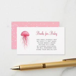 Carte D'accompagnement Livres pour Bébé Fille Baby Shower Rose Méduse