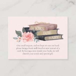 Carte D'accompagnement Livres pour Bébé Fille Floral Roses & Livres empil