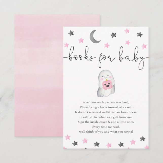 Carte D'accompagnement Livres pour Bébé fille Halloween fantôme baby show (Devant / Derrière)