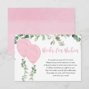 Carte D'accompagnement Livres pour bébé fille jumeaux ballons roses eucal