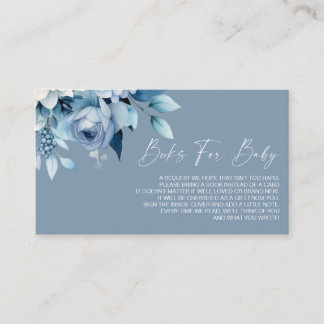 Carte D'accompagnement Livres pour bébé Fleurs Bleu Poussiéreux pour Baby