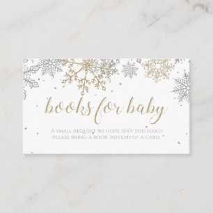 Carte D'accompagnement Livres pour bébé flocon de neige argent or
