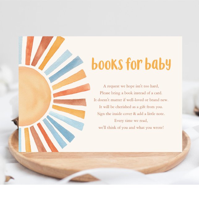 Carte D'accompagnement Livres pour bébé garçon boho soleil baby shower (Créateur téléchargé)