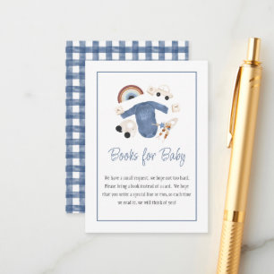 Carte D'accompagnement Livres pour bébé garçon en vichy bleu et jouets Ca