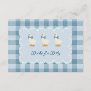 Carte D'accompagnement Livres pour Bébé Gingham Bleu Poudreux Oie