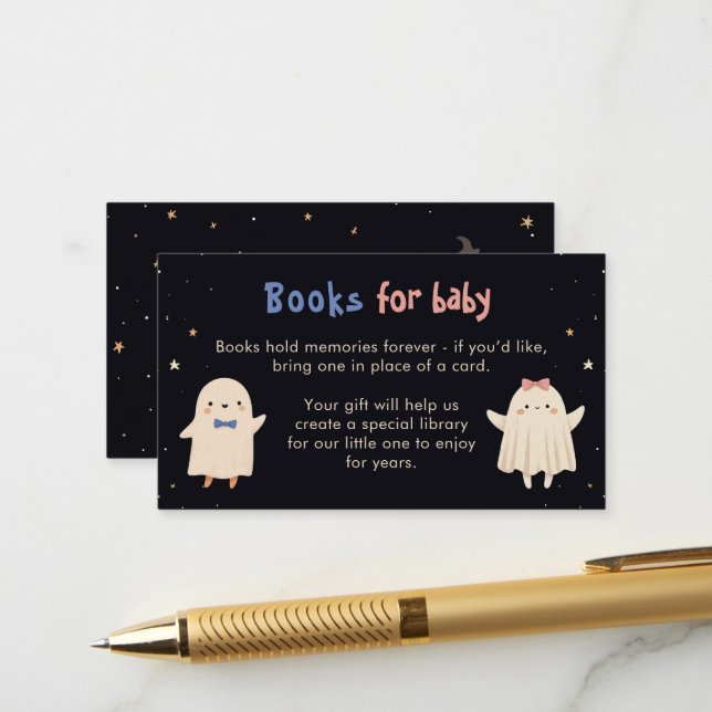 Carte D'accompagnement Livres pour bébé Halloween Fantômes Révélation de  (Devant/Arrière en situation)
