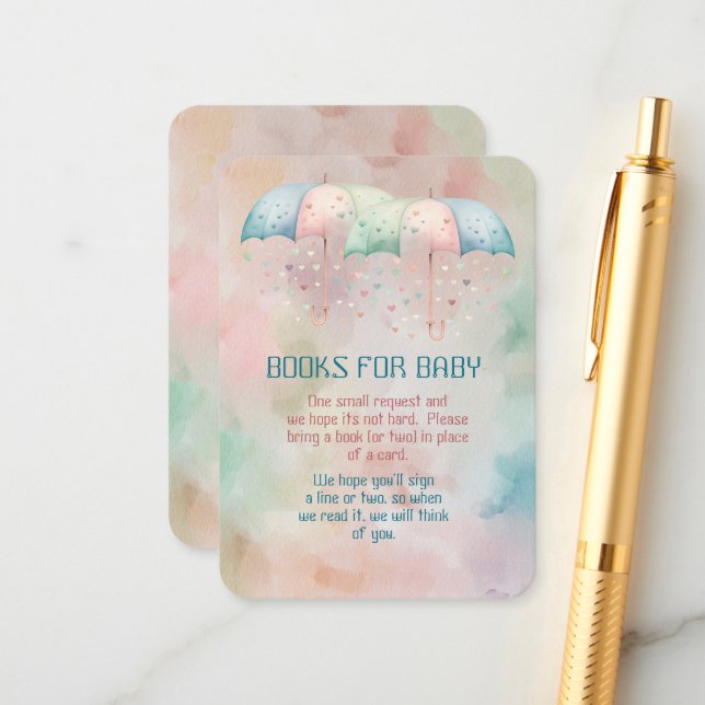 Carte D'accompagnement Livres pour bébé jumeaux garçon et fille douche (Devant/Arrière en situation)