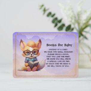 Carte D'accompagnement Livres pour bébé Mignon renard rouge lisant un liv