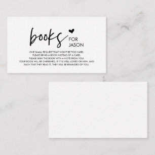 Carte D'accompagnement Livres pour bébé, minimalisme moderne Police noire
