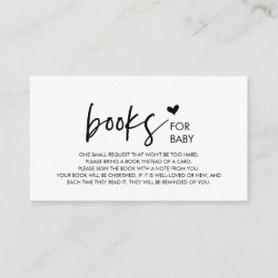 Carte D'accompagnement Livres pour bébé, minimalisme moderne Police noire
