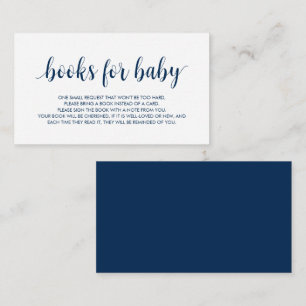 Carte D'accompagnement Livres pour bébé, Modern Cute Navy Bleu Script