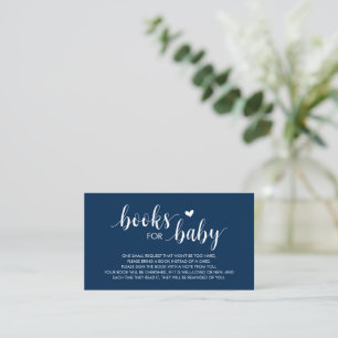 Carte D'accompagnement Livres pour bébé, Modern Cute Navy bleu Script E
