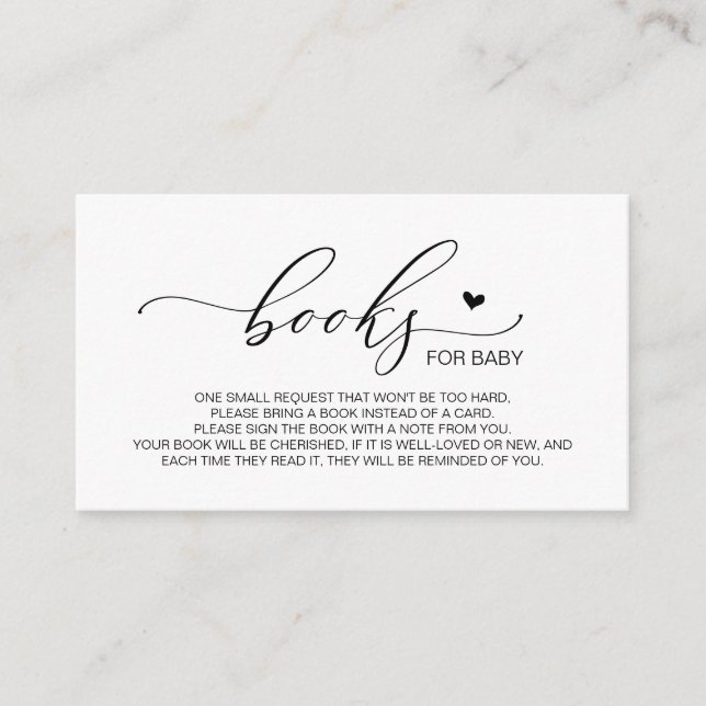 Carte D'accompagnement Livres pour bébé, Modern Luxury Black Script (Devant)