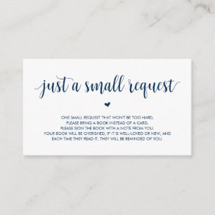Carte D'accompagnement Livres pour bébé, Modern Rustic Navy Bleu Script