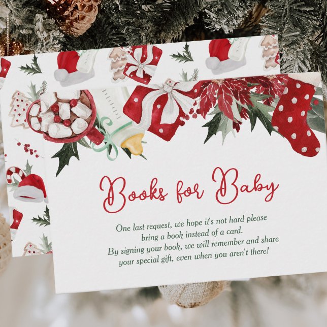 Carte D'accompagnement Livres pour bébé Noël Père Noël Baby shower (Créateur téléchargé)
