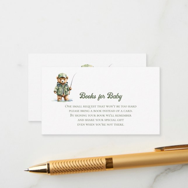 Carte D'accompagnement Livres pour bébé ours mignon pêche (Devant/Arrière en situation)