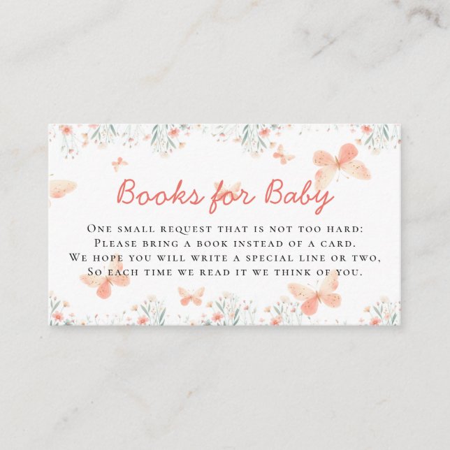 Carte D'accompagnement Livres pour Bébé Papillon Fleurs sauvages Fille Do (Devant)