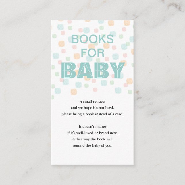 Carte D'accompagnement Livres pour bébé Pastel Dots et Turquoise clair (Devant)