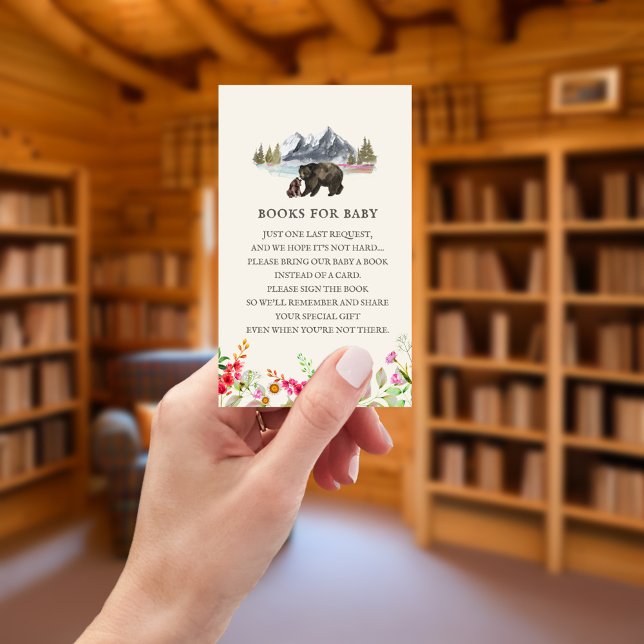 Carte D'accompagnement Livres Pour Bébé Poème Ours Floral Baby shower (Créateur téléchargé)