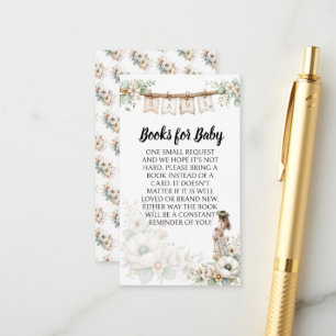 Carte D'accompagnement Livres pour bébé pour Baby Shower Floral Rustique