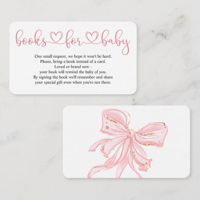 Carte D'accompagnement Livres pour bébé pour Baby Shower Garçon Chic Nœud (Devant / Derrière)