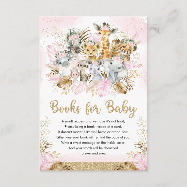 Carte D'accompagnement Livres pour bébé pour Baby Shower sur la jungle tr (Devant)