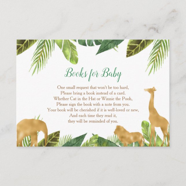 Carte D'accompagnement Livres pour bébé, Safari demande de livre inserts (Devant)