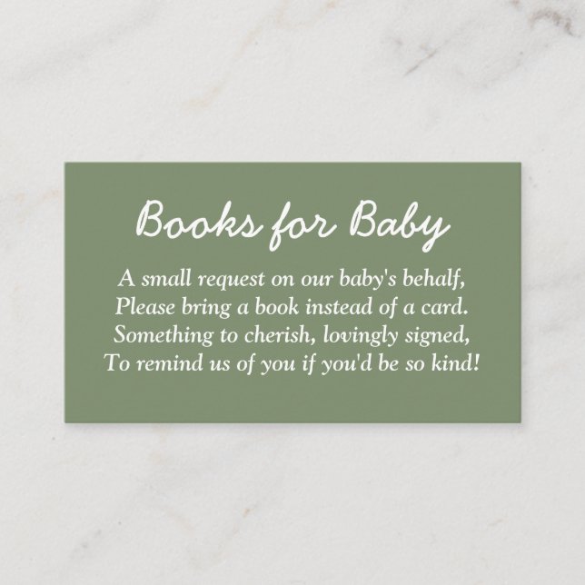 Carte D'accompagnement Livres pour bébé Sage Green Encape Card (Devant)