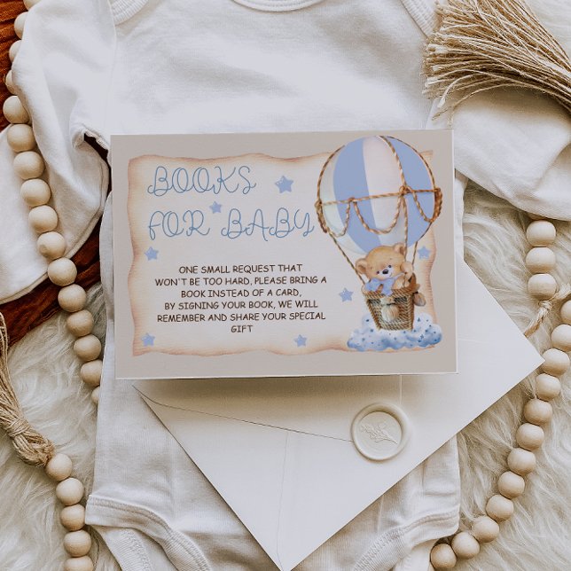 Carte D'accompagnement Livres pour bébé Teddy Bear Blue Boho (Créateur téléchargé)