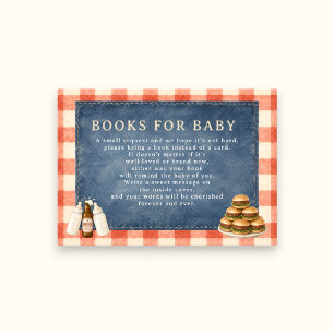 Carte D'accompagnement Livres pour bébé Tenue deim Gingham Baby Shower