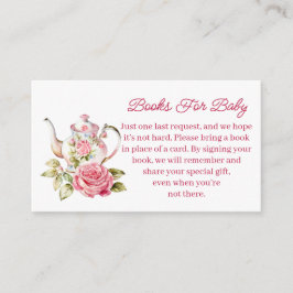 Carte D'accompagnement livres pour bébé, thé fête fille baby shower rose