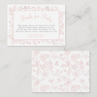 Carte D'accompagnement Livres pour bébé Un petit Baby shower rose papillo