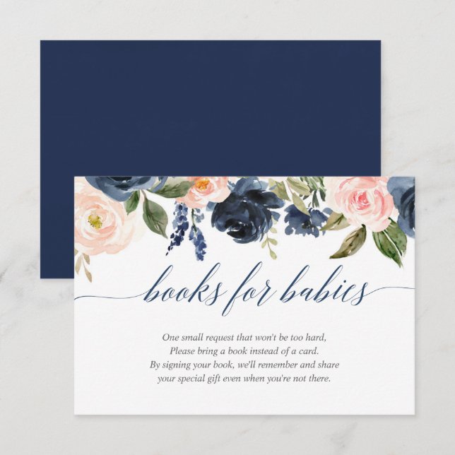 Carte D'accompagnement Livres pour bébés jumeaux filles rose bleu demande (Devant / Derrière)