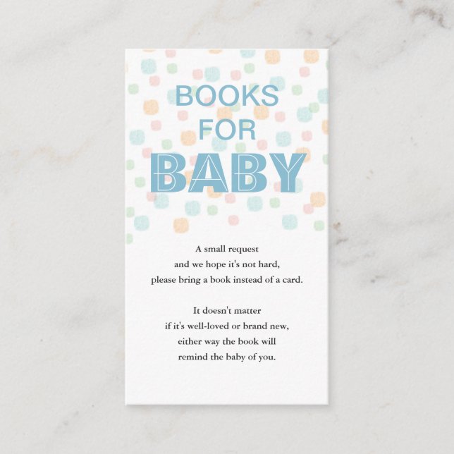 Carte D'accompagnement Livres pour bébés, points pastel et bleu clair (Devant)