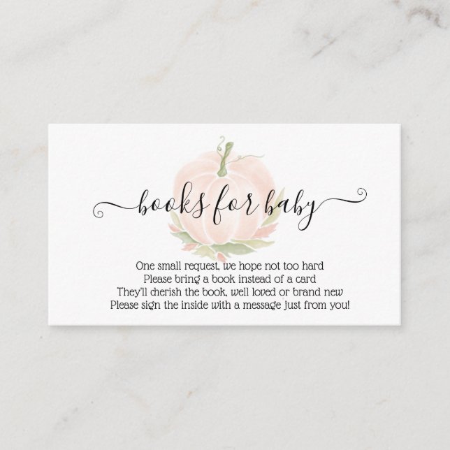 Carte D'accompagnement Livres pour Citrouille blanc d'automne pour bébé a (Devant)