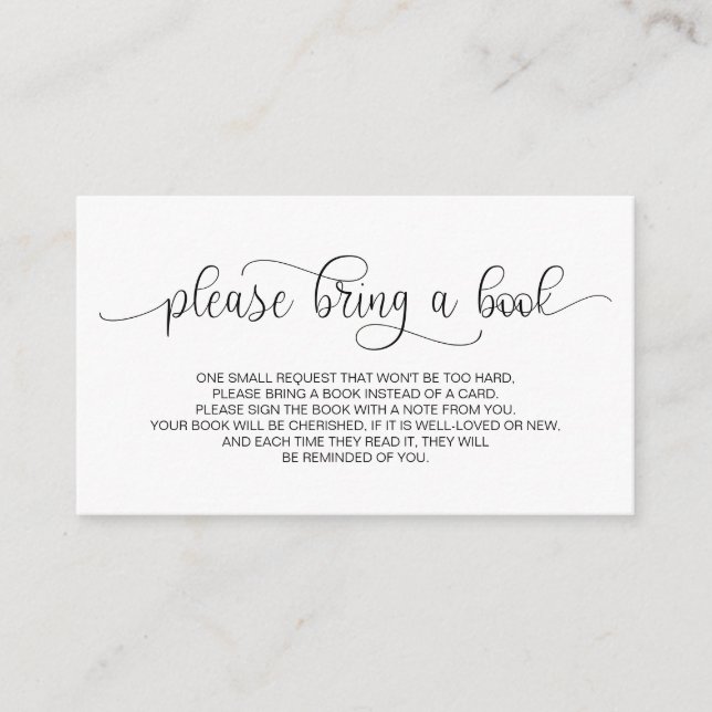 Carte D'accompagnement Livres pour le bébé, Lettré à la main noir Script (Devant)