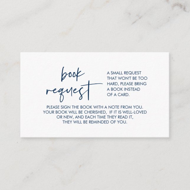 Carte D'accompagnement Livres pour le bébé, Modern Minimal Navy Blue (Devant)