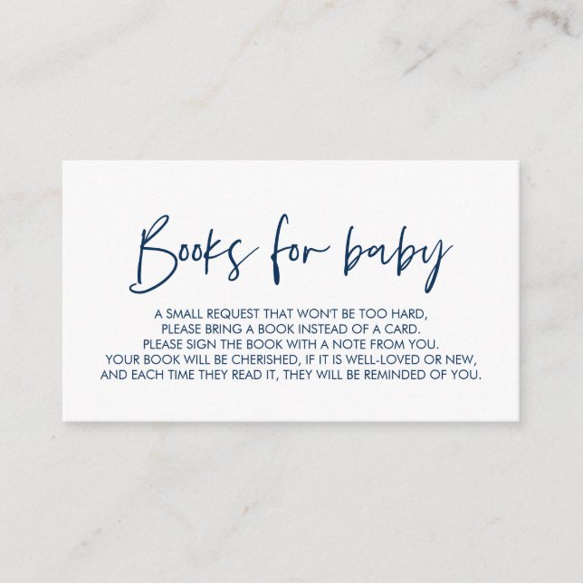 Carte D'accompagnement Livres pour le bébé, Moderne Minimal Navy bleu (Devant)