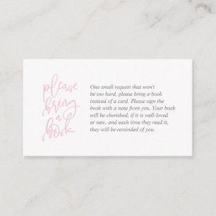 Carte D'accompagnement Livres pour le bébé, script créatif rose et gris