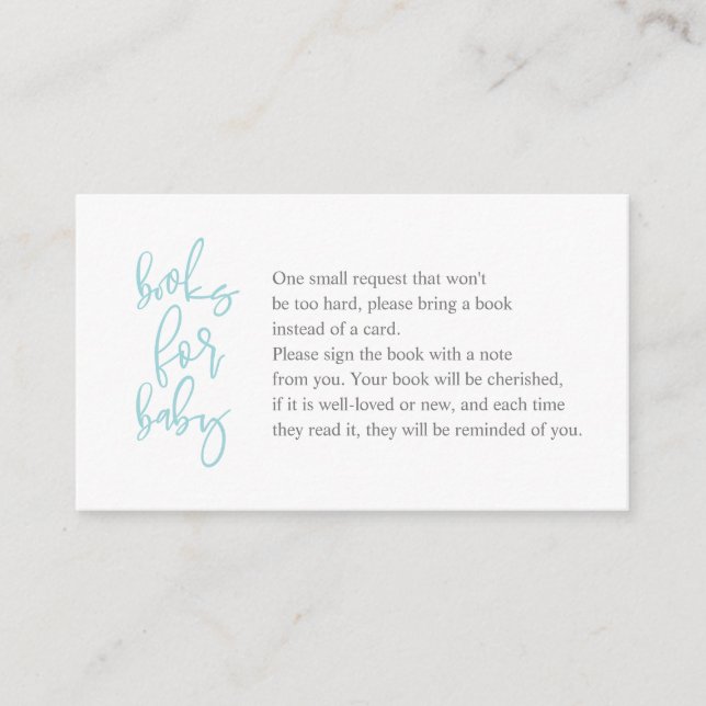 Carte D'accompagnement Livres pour le bébé, Script créatif tiffany gris (Devant)