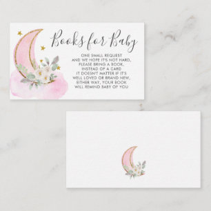Carte D'accompagnement Livres Rose Doré Over the Moon pour Baby Shower